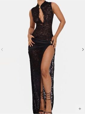murci black lace dress Onyx keyhole maxi by Murci Full length sleeve Giulia Long Sleeve Lace Mini